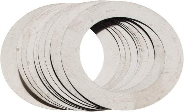 Made in USA - 0.006" Thick, 1-1/8" Inside x 1-5/8" OD, Round Shim - Uncoated 302/304 Stainless Steel - Industrial Tool & Supply