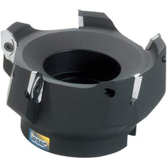 Iscar - 3 Inserts, 50mm Cut Diam, 22mm Arbor Diam, 15.8mm Max Depth of Cut, Indexable Square-Shoulder Face Mill - 0/90° Lead Angle, 45mm High, HM90 APCR 1605 Insert Compatibility, Through Coolant, Series Helialu - Industrial Tool & Supply