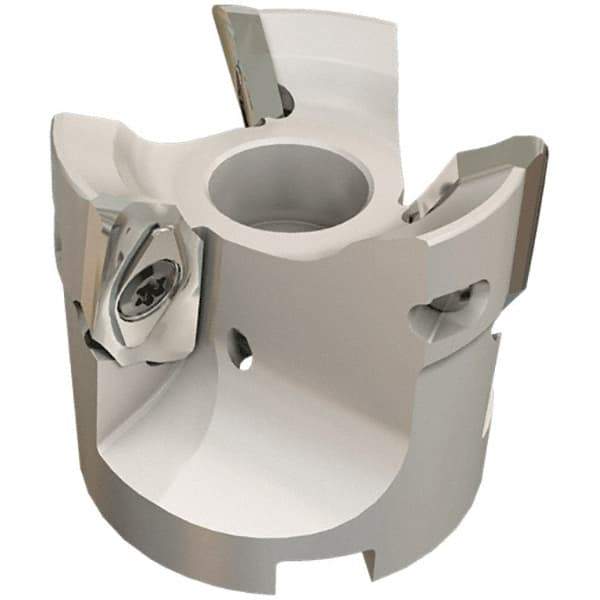 Iscar - 4 Inserts, 100mm Cut Diam, 32mm Arbor Diam, 15.8mm Max Depth of Cut, Indexable Square-Shoulder Face Mill - 0/90° Lead Angle, 55mm High, HM90 APCR 1605 Insert Compatibility, Through Coolant, Series Helialu - Industrial Tool & Supply