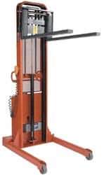 Wesco Industrial Products - 1,500 Lb Capacity, 56" Lift Height, Battery Operated Lift - 1-1/2" Lowered Height, 15" Load Center, 25" Fork Length, 21" Overall Width - Industrial Tool & Supply