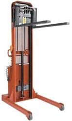 Wesco Industrial Products - 2,000 Lb Capacity, 64" Lift Height, Battery Operated Lift - 1-1/2" Lowered Height, 24" Load Center, 42" Fork Length, 56" Overall Width - Industrial Tool & Supply