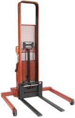 Wesco Industrial Products - 2,000 Lb Capacity, 76" Lift Height, Battery Operated Lift - 1-1/2" Lowered Height, 24" Load Center, 42" Fork Length - Industrial Tool & Supply