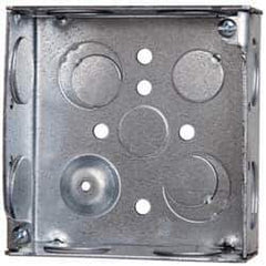Cooper Crouse-Hinds - 1 Gang, (12) 1/2 & 3/4" Knockouts, Steel Square Outlet Box - 4" Overall Height x 4" Overall Width x 1-1/2" Overall Depth - Industrial Tool & Supply