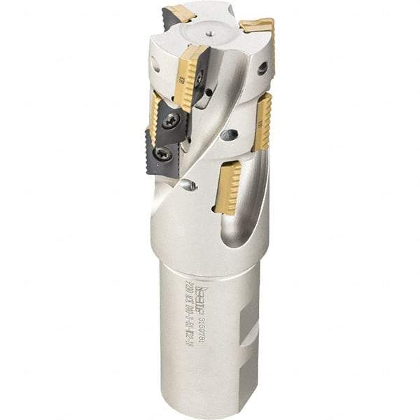 Iscar - 25mm Cut Diam, 10mm Max Depth of Cut, 25mm Shank Diam, 120mm OAL, Indexable Square Shoulder End Mill - Cylindrical Shank, 90° Lead Angle, Through Coolant, Series Heli2000 - Industrial Tool & Supply