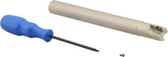 Iscar - 3/4" Cut Diam, 0.394" Max Depth of Cut, 3/4" Shank Diam, 8" OAL, Indexable Square Shoulder End Mill - Cylindrical Shank, 90° Lead Angle, Series Heli2000 - Industrial Tool & Supply
