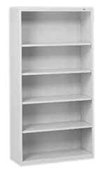 Tennsco - 5 Shelf, 66" High x 34-1/2" Wide Bookcase - 13-1/2" Deep, Steel, Putty - Industrial Tool & Supply