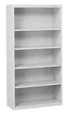 Tennsco - 5 Shelf, 66" High x 34-1/2" Wide Bookcase - 13-1/2" Deep, Steel, Putty - Industrial Tool & Supply