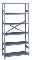 Tennsco - 6 Shelf Commercial Grade Open Steel Shelving - 300 Lb Capacity, 36" Wide x 75" High x 24" Deep, Medium Gray - Industrial Tool & Supply