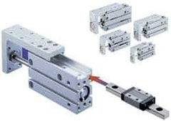 SMC PNEUMATICS - 10mm Bore x 40mm Stroke Compact Slide Cylinder - 101.5 Max psi, 14 to 158°F, M5x0.8 Port, 86.5mm Long x 20mm Wide x 47mm High - Industrial Tool & Supply