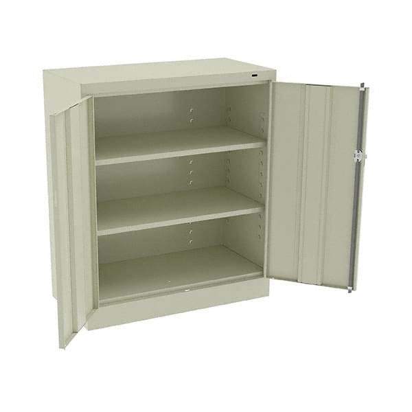 Tennsco - 3 Shelf Locking Storage Cabinet - Steel, 36" Wide x 18" Deep x 42" High, Putty - Industrial Tool & Supply