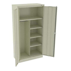 Tennsco - 6 Shelf Combination Storage Cabinet - Steel, 36" Wide x 18" Deep x 72" High, Putty - Industrial Tool & Supply