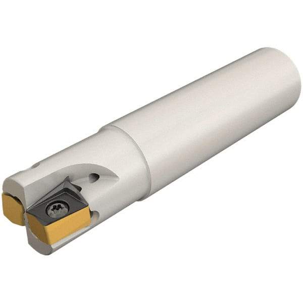 Iscar - 25mm Cut Diam, 12mm Max Depth of Cut, 25mm Shank Diam, 110mm OAL, Indexable Square Shoulder Helical End Mill - HM90 AP.. 1003.. Inserts, Weldon Shank, 90° Lead Angle, Through Coolant, Series Helido - Industrial Tool & Supply