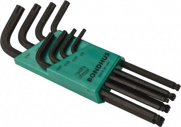 Bondhus - 8 Piece T9 to T40 L-Key Torx Key Set - T9, T40 Torx Size - Industrial Tool & Supply