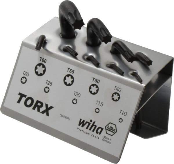 Wiha - 9 Piece T10 to T60 L-Key Short Arm Torx Key Set - T10, T15, T20, T25, T30, T40, T50, T55, T60 Torx Size - Industrial Tool & Supply