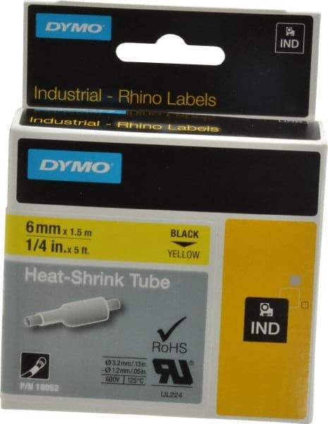 Dymo - 60" Long, Yellow Heat Shrinkable Polyolefin Heat Shrink Tubing - For RhinoPRO 3000 - Industrial Tool & Supply