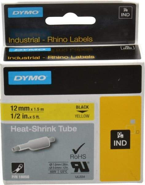 Dymo - 60" Long, Yellow Heat Shrinkable Polyolefin Heat Shrink Tubing - For RhinoPRO 3000 - Industrial Tool & Supply