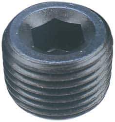 Made in USA - 1/2-14, 1/2" OAL, Alloy Steel Socket Pressure Plug - Uncoated, 7/8" Taper per Foot, 3/8" Hex Key - Industrial Tool & Supply