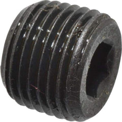 Made in USA - 1/8-27, 5/16" OAL, Alloy Steel Socket Pressure Plug - Uncoated, 3/4" Taper per Foot, 3/16" Hex Key - Industrial Tool & Supply