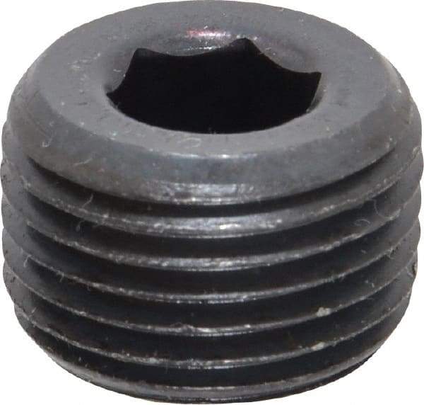 Value Collection - 1/2-14, 9/16" OAL, Alloy Steel Socket Pressure Plug - Uncoated, 3/4" Taper per Foot, 3/8" Hex Key - Industrial Tool & Supply