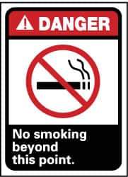 NMC - "Danger - No Smoking Beyond This Point", 14" Long x 10" Wide, Rigid Plastic Safety Sign - Rectangle, 0.05" Thick, Use for Accident Prevention - Industrial Tool & Supply