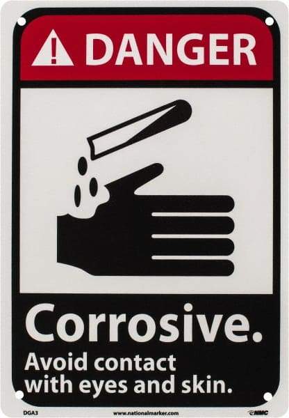 NMC - "Danger - Corrosive - Avoid Contact with Eyes and Skin", 10" Long x 7" Wide, Rigid Plastic Safety Sign - Rectangle, 0.05" Thick, Use for Accident Prevention - Industrial Tool & Supply