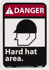 NMC - "Danger - Hard Hat Area", 10" Long x 7" Wide, Rigid Plastic Safety Sign - Rectangle, 0.05" Thick, Use for Accident Prevention - Industrial Tool & Supply