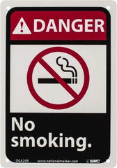 NMC - "Danger - No Smoking", 10" Long x 7" Wide, Rigid Plastic Safety Sign - Rectangle, 0.05" Thick, Use for Accident Prevention - Industrial Tool & Supply