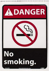 NMC - "Danger - No Smoking", 14" Long x 10" Wide, Pressure-Sensitive Vinyl Safety Sign - Rectangle, 0.004" Thick, Use for Accident Prevention - Industrial Tool & Supply
