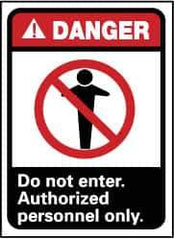NMC - "Danger - Do Not Enter - Authorized Personnel Only", 10" Long x 7" Wide, Rigid Plastic Safety Sign - Rectangle, 0.05" Thick, Use for Security & Admittance - Industrial Tool & Supply