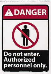 NMC - "Danger - Do Not Enter - Authorized Personnel Only", 14" Long x 10" Wide, Pressure-Sensitive Vinyl Safety Sign - Rectangle, 0.004" Thick, Use for Security & Admittance - Industrial Tool & Supply