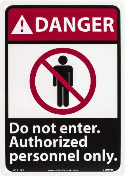 NMC - "Danger - Do Not Enter - Authorized Personnel Only", 14" Long x 10" Wide, Rigid Plastic Safety Sign - Rectangle, 0.05" Thick, Use for Security & Admittance - Industrial Tool & Supply
