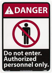NMC - "Danger - Do Not Enter - Authorized Personnel Only", 14" Long x 10" Wide, Rigid Plastic Safety Sign - Rectangle, 0.05" Thick, Use for Security & Admittance - Industrial Tool & Supply