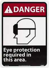 NMC - "Danger - Eye Protection Required in This Area", 14" Long x 10" Wide, Rigid Plastic Safety Sign - Rectangle, 0.05" Thick, Use for Accident Prevention - Industrial Tool & Supply