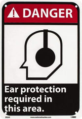 NMC - "Danger - Ear Protection Required in This Area", 10" Long x 7" Wide, Rigid Plastic Safety Sign - Rectangle, 0.05" Thick, Use for Accident Prevention - Industrial Tool & Supply
