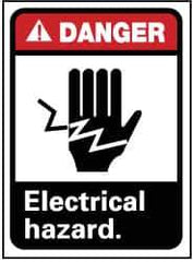 NMC - "Danger - Electrical Hazard", 14" Long x 10" Wide, Pressure-Sensitive Vinyl Safety Sign - Rectangle, 0.004" Thick, Use for Accident Prevention - Industrial Tool & Supply