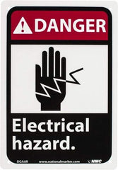 NMC - "Danger - Electrical Hazard", 10" Long x 7" Wide, Rigid Plastic Safety Sign - Rectangle, 0.05" Thick, Use for Accident Prevention - Industrial Tool & Supply