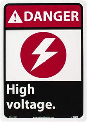 NMC - "Danger - High Voltage", 14" Long x 10" Wide, Rigid Plastic Safety Sign - Rectangle, 0.05" Thick, Use for Accident Prevention - Industrial Tool & Supply