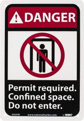 NMC - "Danger - Permit Required - Confined Space - Do Not Enter", 10" Long x 7" Wide, Rigid Plastic Safety Sign - Rectangle, 0.05" Thick, Use for Accident Prevention - Industrial Tool & Supply