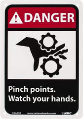 NMC - "Danger - Pinch Points - Watch Your Hands", 10" Long x 7" Wide, Rigid Plastic Safety Sign - Rectangle, 0.05" Thick, Use for Accident Prevention - Industrial Tool & Supply