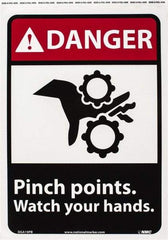 NMC - "Danger - Pinch Points - Watch Your Hands", 14" Long x 10" Wide, Pressure-Sensitive Vinyl Safety Sign - Rectangle, 0.004" Thick, Use for Accident Prevention - Industrial Tool & Supply