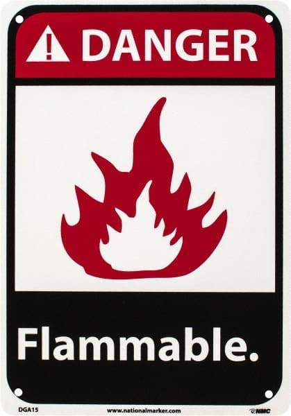 NMC - Danger - Flammable, Plastic Fire Sign - 7" Wide x 10" High - Industrial Tool & Supply
