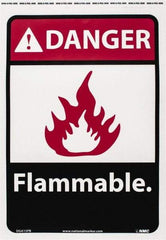 NMC - Danger - Flammable, Pressure Sensitive Vinyl Fire Sign - 10" Wide x 14" High - Industrial Tool & Supply