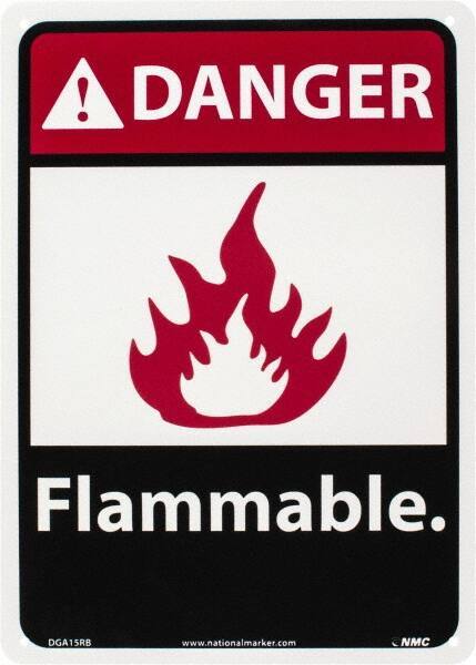 NMC - Danger - Flammable, Plastic Fire Sign - 10" Wide x 14" High - Industrial Tool & Supply