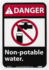 NMC - "Danger - Non-Potable Water", 10" Long x 7" Wide, Rigid Plastic Safety Sign - Rectangle, 0.05" Thick, Use for Restroom, Janitorial & Housekeeping - Industrial Tool & Supply