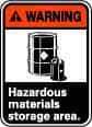 NMC - "Warning - Hazardous Material Storage Area", 14" Long x 10" Wide, Rigid Plastic Safety Sign - Rectangle, 0.05" Thick, Use for Hazardous Materials - Industrial Tool & Supply