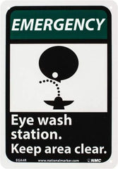 NMC - "Emergency - Eye Wash Station - Keep Area Clear", 10" Long x 7" Wide, Rigid Plastic Safety Sign - Rectangle, 0.05" Thick, Use for First Aid - Industrial Tool & Supply