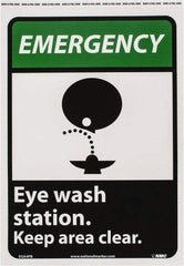 NMC - "Emergency - Eye Wash Station - Keep Area Clear", 14" Long x 10" Wide, Pressure-Sensitive Vinyl Safety Sign - Rectangle, 0.004" Thick, Use for First Aid - Industrial Tool & Supply