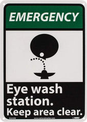 NMC - "Emergency - Eye Wash Station - Keep Area Clear", 14" Long x 10" Wide, Rigid Plastic Safety Sign - Rectangle, 0.05" Thick, Use for First Aid - Industrial Tool & Supply