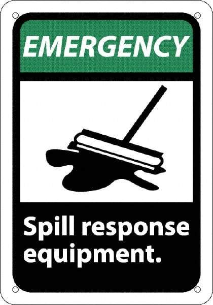 NMC - "Emergency - Spill Response Equipment", 10" Long x 7" Wide, Rigid Plastic Safety Sign - Rectangle, 0.05" Thick, Use for Accident Prevention - Industrial Tool & Supply