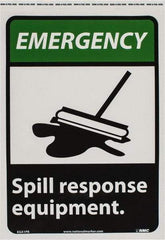 NMC - "Emergency - Spill Response Equipment", 14" Long x 10" Wide, Pressure-Sensitive Vinyl Safety Sign - Rectangle, 0.004" Thick, Use for Accident Prevention - Industrial Tool & Supply